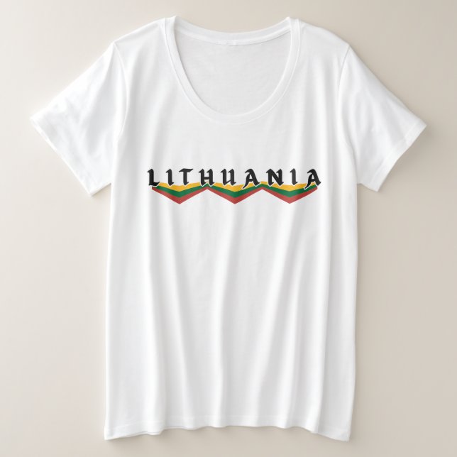 Camiseta Plus Size Moderna Lituânia Lietuva País Bandeira Souvenir (Frente do Design)