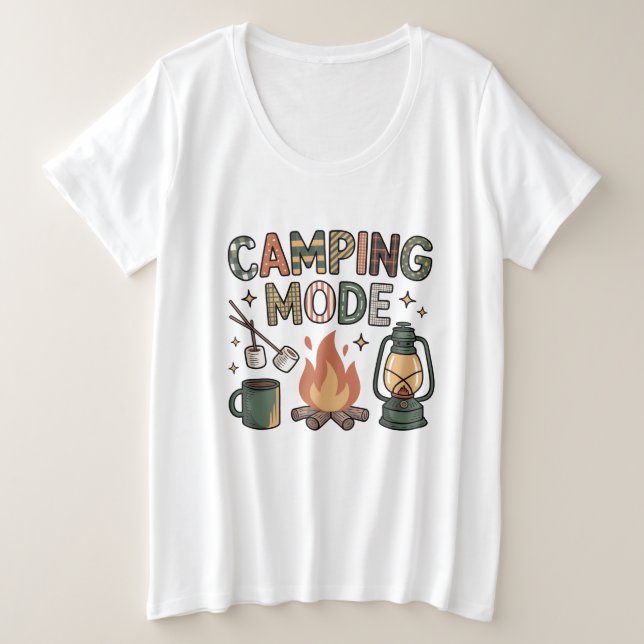 Camiseta Plus Size Modo Acampamento  (Frente do Design)