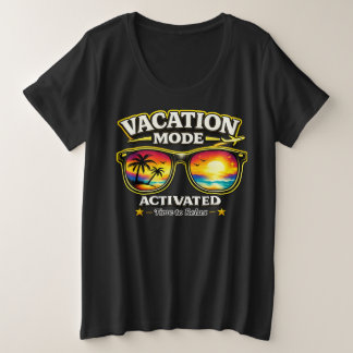 Camiseta Plus Size Modo Férias Ativado Conjunto de Viagem Plus Size T