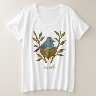 Camiseta Plus Size Monarca de Nápoles Negra Enfiada Entre As Folhas