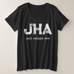 CAMISETA PLUS SIZE MONOGRAMA DE TRÊS LETRAS BRANCO MINIMALISTA NOME P