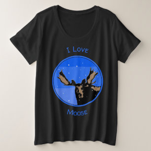 Camiseta Plus Size Moose no inverno - Arte original sobre a vida selv