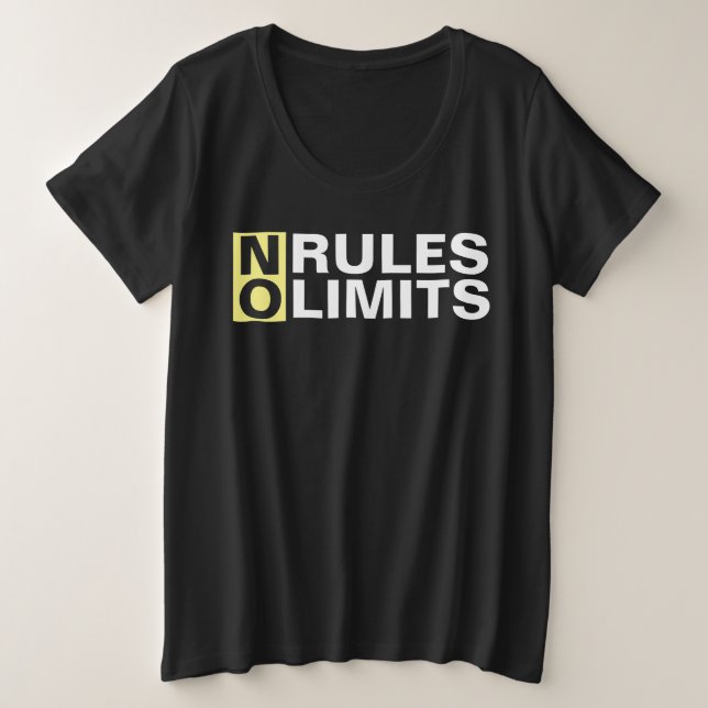 Camiseta Plus Size Motivando Nenhuma Regra Sem Limites (Frente do Design)
