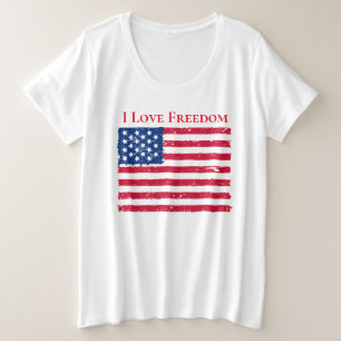 Camiseta Plus Size Mulher com tamanho T-Shirt-Freedom