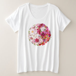 Camiseta Plus Size Mulher: Floral Yin-Yang