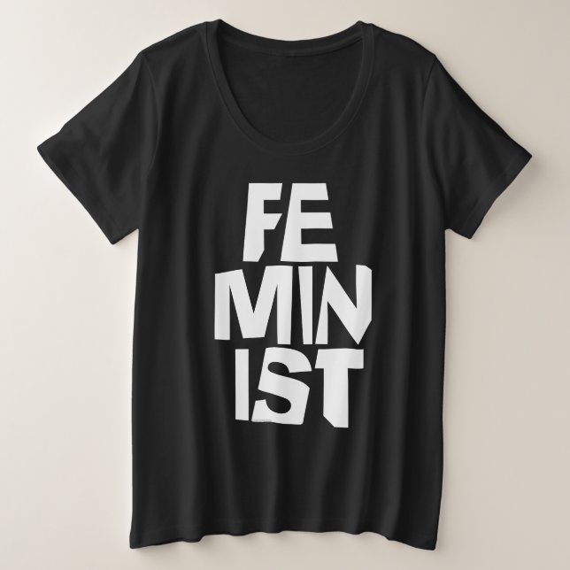 Camiseta Plus Size Mulher igual imitaçãoa da menina fêmea feminista (Frente do Design)