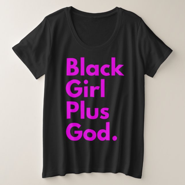 CAMISETA PLUS SIZE MULHER NEGRA MAIS DEUS (Frente do Design)