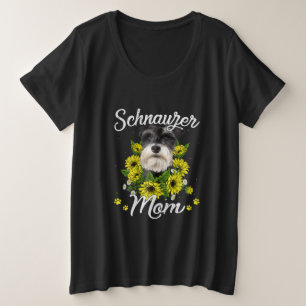 Camiseta Plus Size Mulheres Cão Dia da Mãe Presente Girassol Schnau