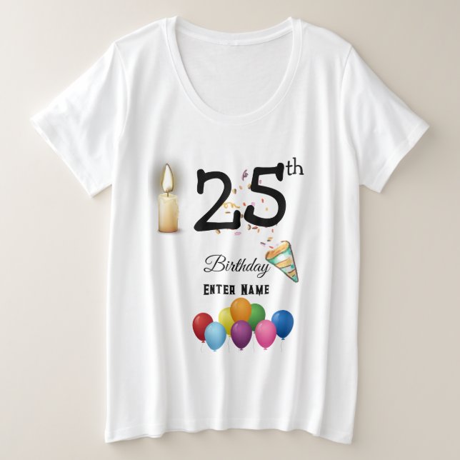 Camiseta Plus Size Mulheres de Aniversário Personalizadas (Frente do Design)