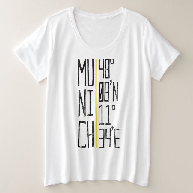 Camiseta Plus Size München Munique Coordena o Topo do Tanque, Alemanh (Frente do Design)