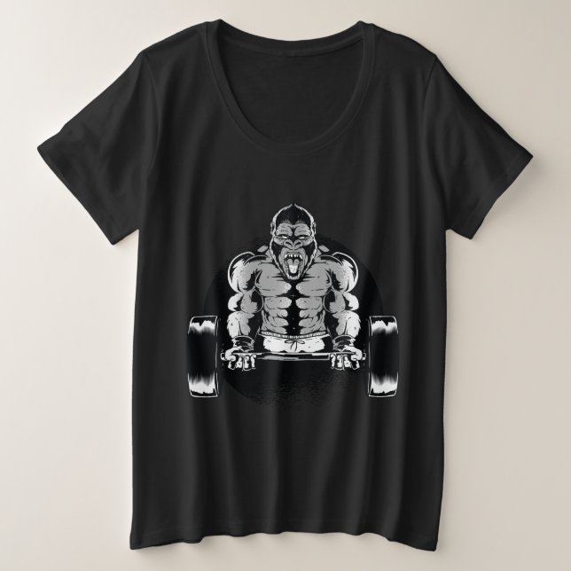 Camiseta Plus Size Músculos Fortes De Gorila (Frente do Design)