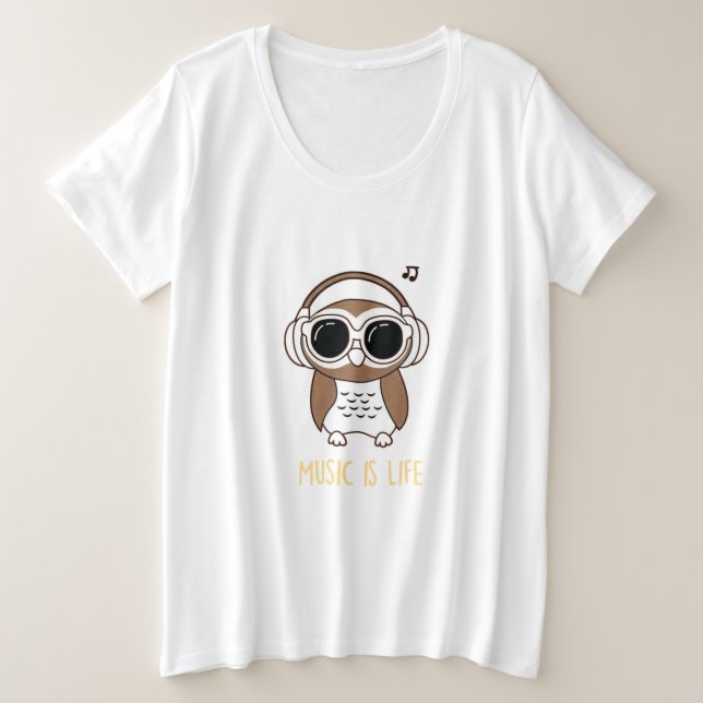 Camiseta Plus Size Música é a vida em shart design (Frente do Design)