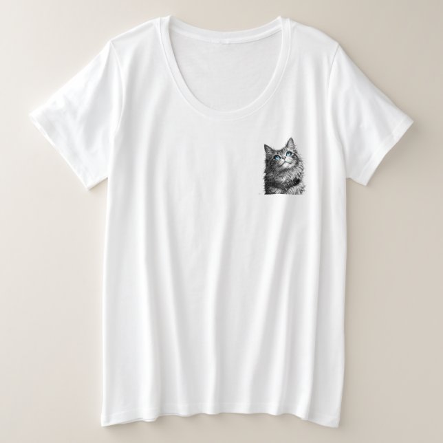 Camiseta Plus Size Mystic Cat Blue Eyes Gothic Witchy Art (Frente do Design)
