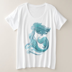 Camiseta Plus Size na moda de aquarela de sereia