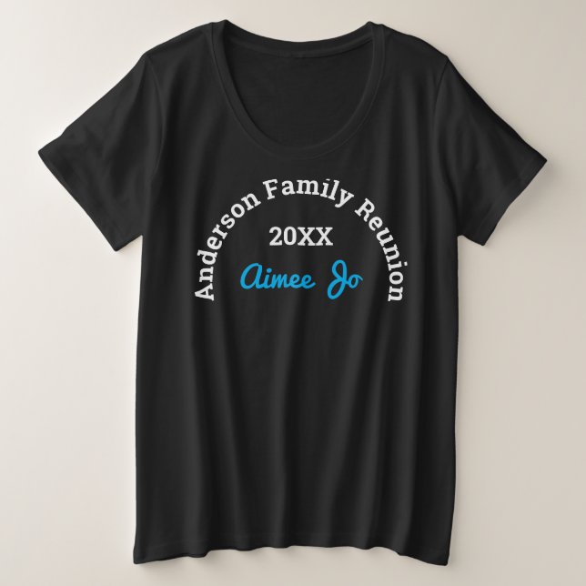 Camiseta Plus Size Name || Stylish Matching Family Reunion Black (Frente do Design)