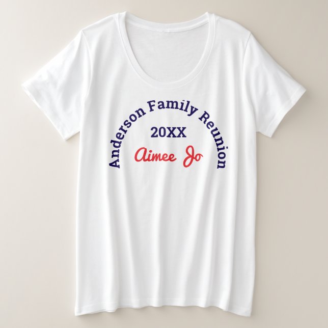 Camiseta Plus Size Name || Stylish Matching Family Reunion White (Frente do Design)
