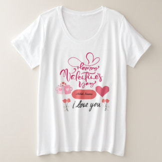 Camiseta Plus Size Namorados Felizes "Eu Amo-Te"