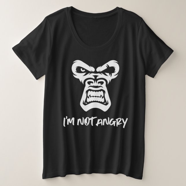Camiseta Plus Size Não estou zangado, o macaco (Frente do Design)