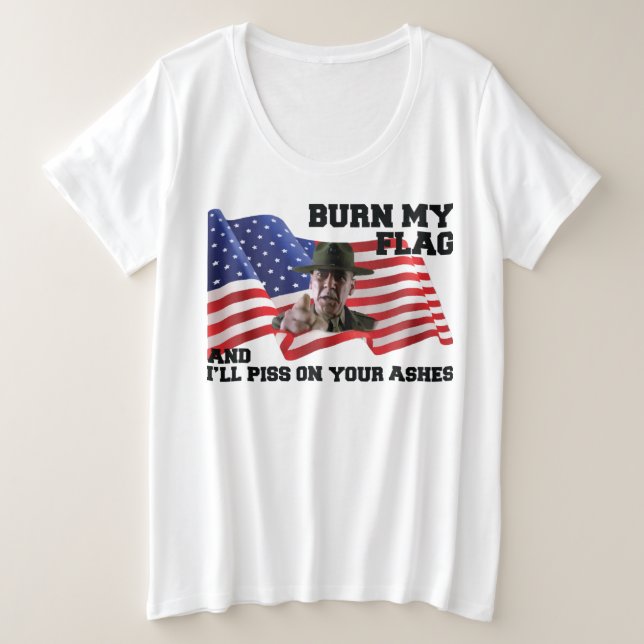 Camiseta Plus Size Não queime minha bandeira (Frente do Design)