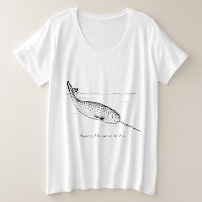 Camiseta Plus Size Narwhale Unicórnio do Mar (Frente do Design)