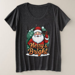 Camiseta Plus Size Natal - "Felizes e Papais noeis Brilhantes"