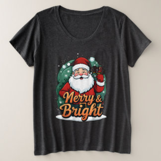 Camiseta Plus Size Natal - "Felizes e Papais noeis Brilhantes"