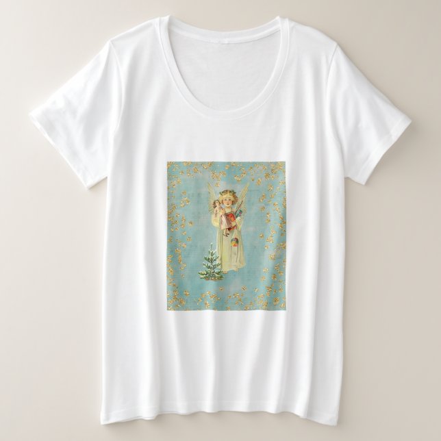 Camiseta Plus Size Natal vintage Angel (Frente do Design)