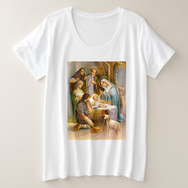 Camiseta Plus Size Natividade de Natal (Frente do Design)