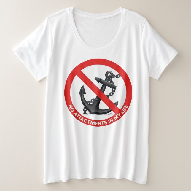 Camiseta Plus Size Nenhum apego na minha vida (Frente do Design)