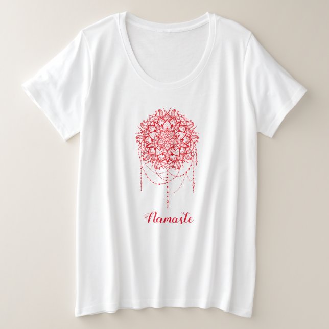 Camiseta Plus Size New Age mandala namaste yoga (Frente do Design)