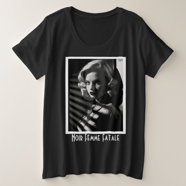 Camiseta Plus Size Noir Femme Fatale (Frente do Design)