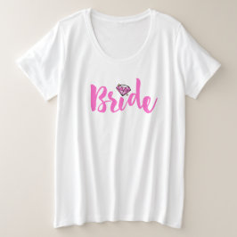 Camiseta Plus Size Noiva Diamante Rosa