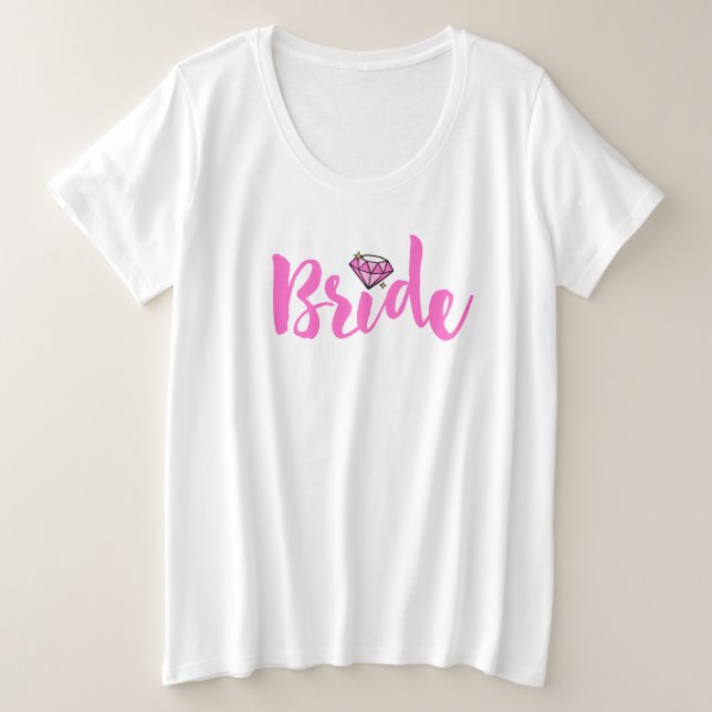 Camiseta Plus Size Noiva Diamante Rosa (Frente do Design)
