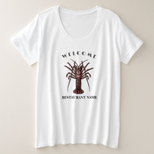 Camiseta Plus Size Nome do logotipo do restaurante Lobster de boas-vi