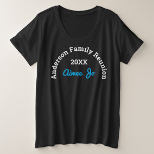 Camiseta Plus Size Nome Estilo Combinando Reunião de Família Preto