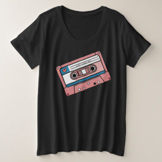 Camiseta Plus Size Nome personalizável fita cassete mista