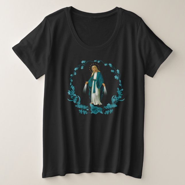 Camiseta Plus Size Nossa Senhora da Medalha Miraculosa (Frente do Design)