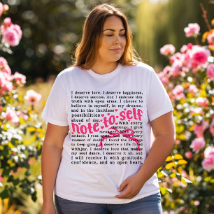 Camiseta Plus Size Nota Para Si Mesmo, Eu Merece Amor
