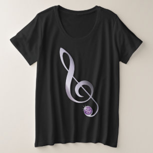 Camiseta Plus Size Nota sobre Música Rhinestone
