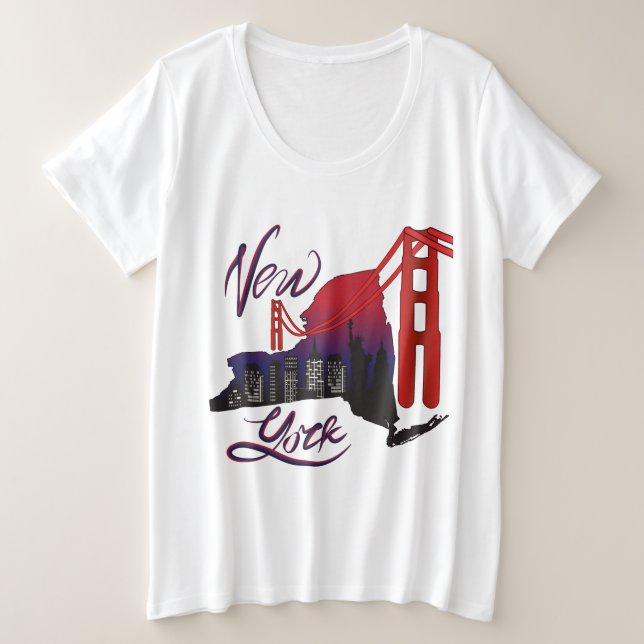 Camiseta Plus Size Nova Iorque (Frente do Design)