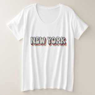 Camiseta Plus Size Nova York Retro Anos 80 Cidade Cromada