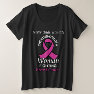 Camiseta Plus Size Nunca Subestimar/Fita/Mulher... Cancer Da Mama
