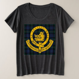 Camiseta Plus Size O ajustado Solto Tartan + Tee do Logotipo