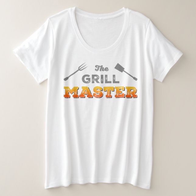 Camiseta Plus Size O CHURRASCO do Chefe do Pit Mestre do Grill (Frente do Design)