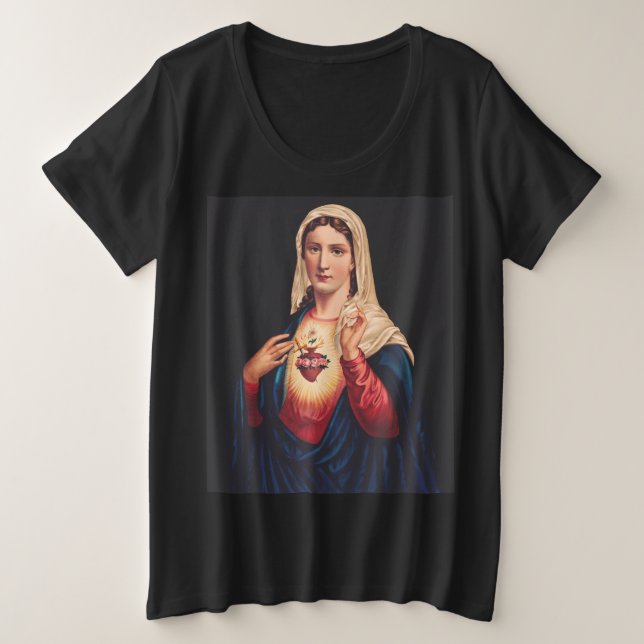Camiseta Plus Size O Coração Imaculado de Maria (Frente do Design)