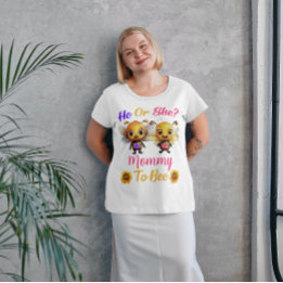 Camiseta Plus Size O gênero revela que ele ou ela Mamãe para ser bran