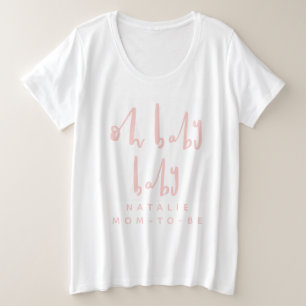 Camiseta Plus Size Oh bebê chá de fraldas de festa
