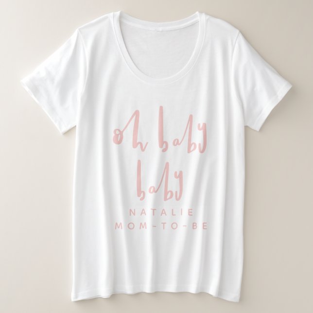 Camiseta Plus Size Oh bebê chá de fraldas de festa (Frente do Design)