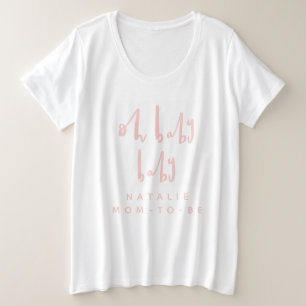 Camiseta Plus Size Oh bebê chá de fraldas de festa