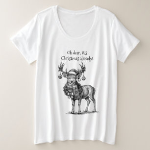 Camiseta Plus Size Oh Veado, Já É Natal